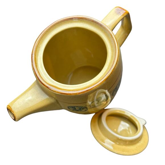 Pier 1 TeaPot  Porcelain Yellow Green Asian Dragon Stamps Design Art Stoneware - Picture 6 of 11